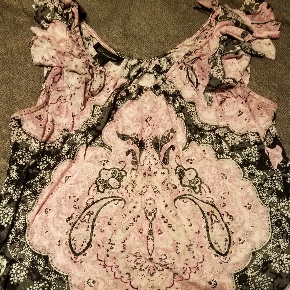 Inc pink flutter sleeve tank top